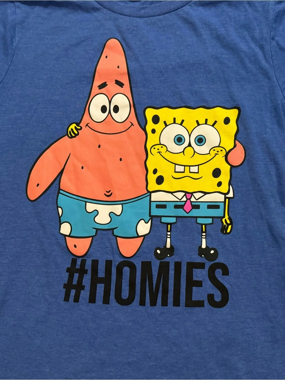 Nickelodeon SpongeBob Patrick Boys Large Blue #Homies Graphic Tee